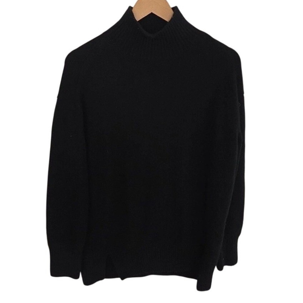 Vince Mens Black 100% Cashmere Mock Neck Long Sleeve Ribbed Knit Sweater Small